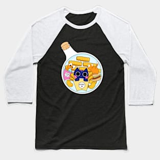 Cat in a bottle with fast food Baseball T-Shirt